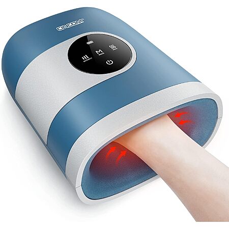 CINCOM Rechargeable Cordless Hand Massager w/ Heat, Air Compression & Various Massage Modes (Blue) $29.99 + Free Shipping w/ Prime or on $35+