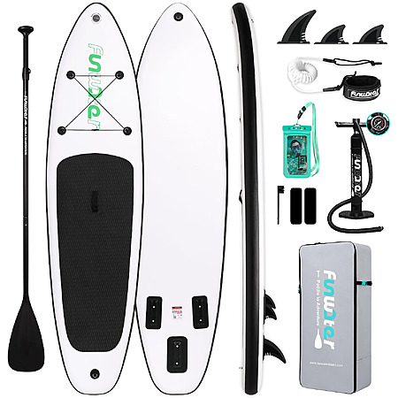 10'6" x 33" FunWater Inflatable Stand-Up Paddle Board w/ Paddle, Pump, Backpack & Accessories (Select Colors) $79.99 & More + Free Shipping