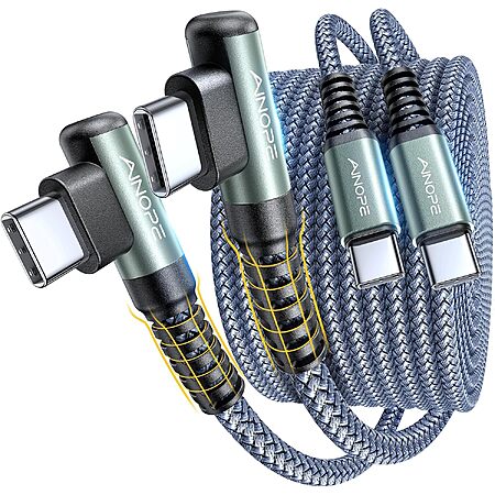 2-Count 6.6' Ainope 60W USB-C Right Angle Braided Charging Cables (Grey) $4.99 ($2.50 each) + Free Shipping w/ Prime or on $35+