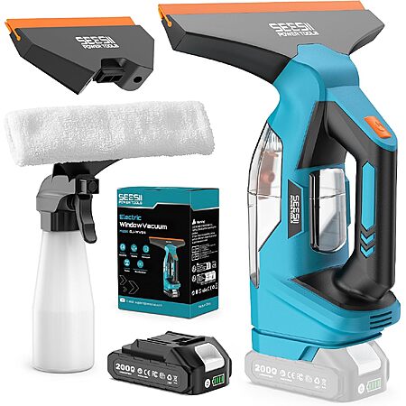 SEESII 2000Pa Cordless Window Vacuum Squeegee w/ 2000mAh Battery & Blades (11" & 6.7") $31.99 & More + Free Shipping