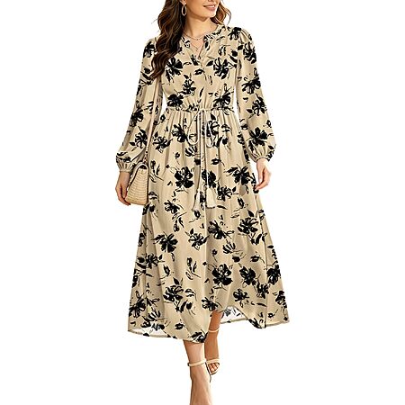 BOHOWE Women's Long Sleeve Floral Boho Maxi Dress w/ Pockets (S-3XL, Various Prints) $14.99 + Free Shipping w/ Prime or on $35+