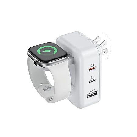 Tinetton 100W Foldable Wall Charger w/ Apple Watch Charging, 2 USB-C & 1 USB-A Ports