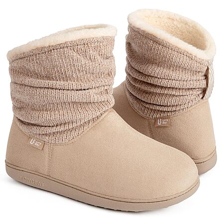 LongBay Women's Memory Foam Indoor/Outdoor Bootie Slippers w/ Faux Fur Lining (Sizes 5-12, Various Colors) $15.97 + Free Shipping w/ Prime or on $35+