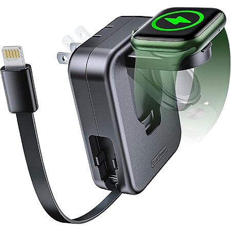 AFLYDOG 2-in-1 Apple Watch & iPhone Wall Charger w/ Built-In Retractable Lightning Cable $8.99 + Free Shipping