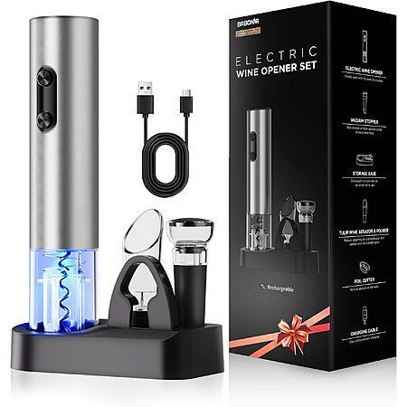 6-Piece BABONIR Rechargeable Electric Wine Opener Set w/ Vacuum Stopper, Aerator, Foil Cutter & Storage Base $14.99 + Free Shipping w/ Prime or on $35+