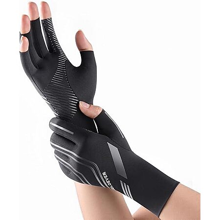 SOLOEVER Fingerless Compression Arthritis Gloves w/ Non-Slip Grip (XS-XXL, Black) $4.99 + Free Shipping w/ Prime or on $35+