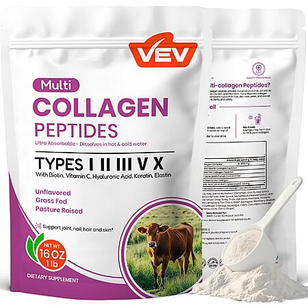 16-Oz VEV Multi Collagen Peptides Powder w/ Hyaluronic Acid, Biotin & Vitamin C $6 w/ S&S