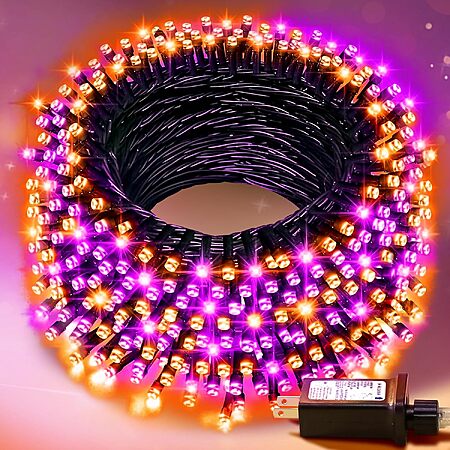 100' Nisocy Purple & Orange LED Halloween String Lights w/ 8 Modes & Timer $9.99 + Free Shipping w/ Prime or on $35+