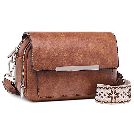 Roulens Women's RFID-Blocking PU Leather Crossbody Bag w/ Adjustable Woven Strap (Brown, Black or Black/Brown) from $10.99 + Free Shipping w/ Prime or on $35+