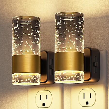 2-Count Briignite 0-100LM Dimmable LED Plug-In Night Lights w/ Bubble Design & Dusk-to-Dawn Sensor (3000K, Gold or Black Ring) $9.59 + Free Shipping w/ Prime or on $35+