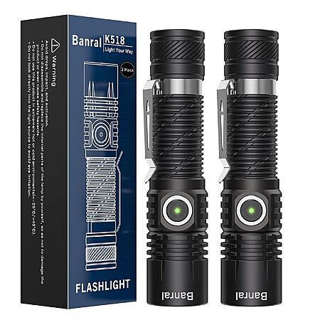 Prime Members: 2-Pk Banral K518 USB-C Rechargeable EDC Pocket LED Flashlight $9.20 + Free S&H