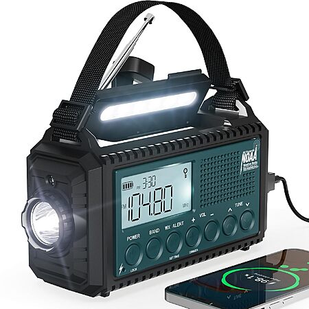 Prime: Mesqool 5000mAh Solar Hand-Crank NOAA/AM/FM/SW Emergency Weather Radio $20.40 + Free S&H