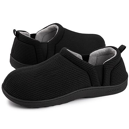 [Prime] LongBay Men's Memory Foam Indoor/Outdoor Slippers w/ Plush Fleece Lining (Sizes 7-14, Black or Grey) $9.99 + Free Shipping