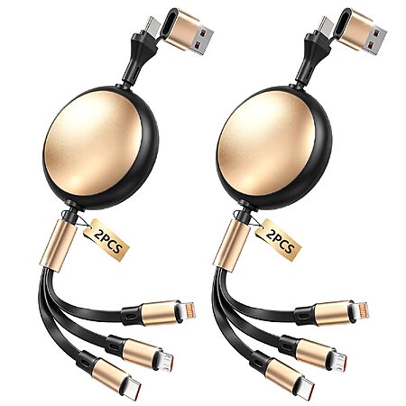 2-Count MPATIBY 3.6' 3-in-1 Retractable Charging Cables w/ USB-C, Lightning & Micro-USB (Black/Gold or Blue) $9.99 ($5 each) + Free Shipping w/ Prime or on $35+