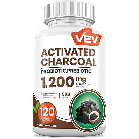 120-Count VEV 1200mg Activated Charcoal Capsules w/ Probiotics & Prebiotics $5.49 w/ S&S + Free Shipping w/ Prime or on $35+