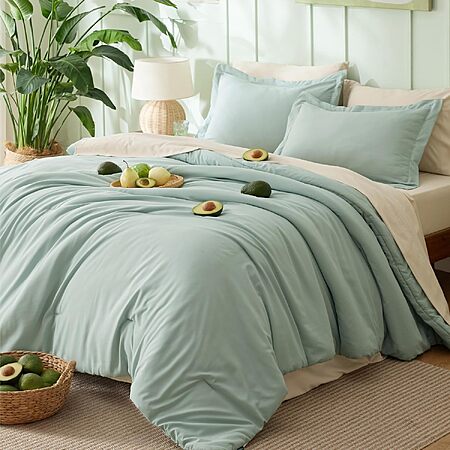 7-Piece Bedsure Queen Comforter Bed-in-a-Bag Set w/ Sheets, Pillowcases & Shams (Sage Green/Beige) $23.99 + Free Shipping w/ Prime or on $35+