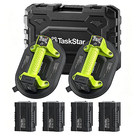2-Count TaskStar 10" Electric Vacuum Suction Cup Lifters w/ 550-Lb Capacity, LCD Displays & 4 Batteries