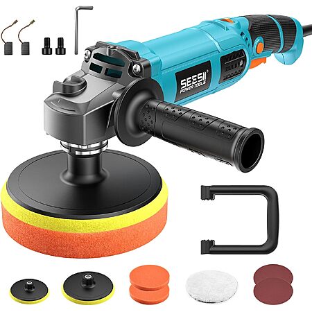 Seesii 6/7" Variable Speed Corded Rotary Car Buffer Polisher Kit $29.70 + Free S&H