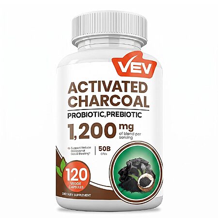 120-Count VEV 1200mg Activated Charcoal Capsules w/ Probiotics & Prebiotics $5.10 w/ S&S + Free Shipping w/ Prime or on $35+