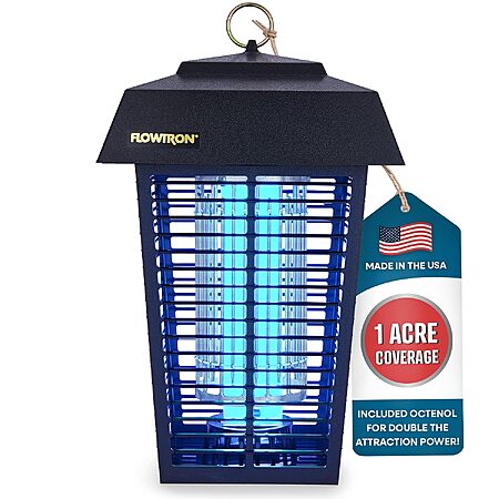 Flowtron 1-Acre 40W UV Outdoor Electric Bug Zapper w/ 5600V Grid & Mosquito Attractant (Midnight Black) $34.99 + Free Shipping w/ Prime or on $35+
