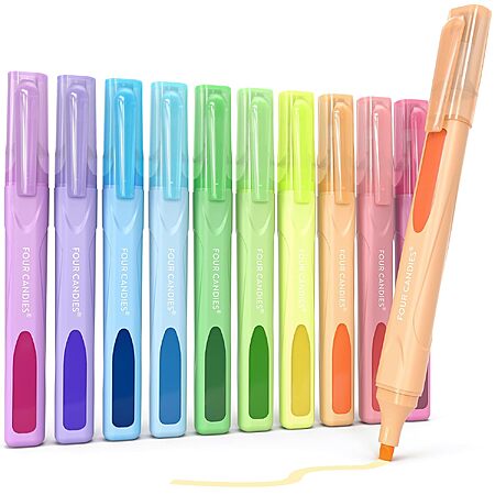10-Count Four Candies No-Bleed Chisel Tip Highlighters (Assorted Colors) $3.59 w/ S&S + Free Shipping w/ Prime or on $35+