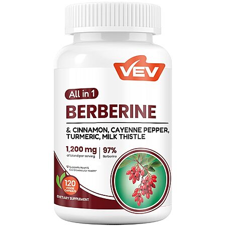 120-Count VEV Berberine Supplement Capsules w/ Ceylon Cinnamon, Cayenne Pepper, Turmeric & Milk Thistle $5.19 w/ S&S