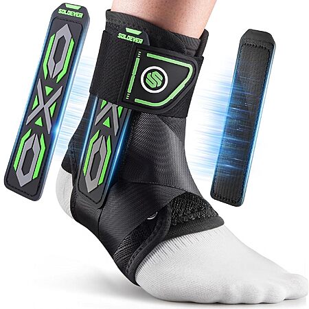 SOLOEVER Adjustable Lace-Up Ankle Support Brace w/ Stabilizers & Breathable Fabric (Medium)