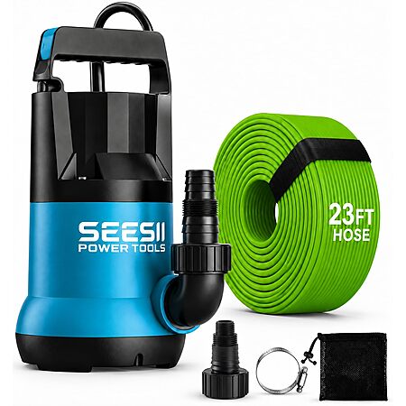Seesii 1HP 4755 GPH Submersible Water Pump w/ 23' Hose $48 + fREE s&h