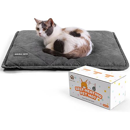 Mora Pets Self-Warming Cat & Dog Bed w/ Removable Washable Cover (Various Sizes, Suede Grey)