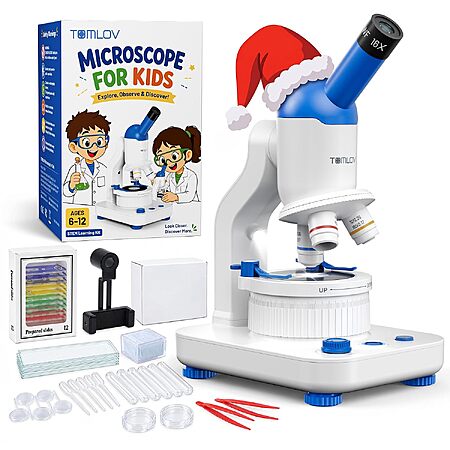 63-Piece TOMLOV DM301K 640x Kids' Microscope STEM Kit w/ Dual LED Lights & Phone Adapter