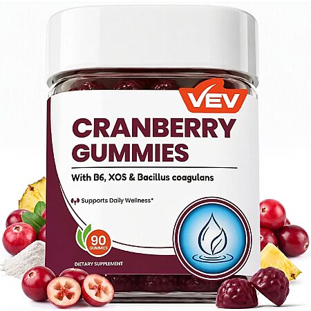 90-Count VEV Women's Cranberry Gummies w/ Prebiotics, Probiotics & Vitamin B6 $7.49 w/ S&S