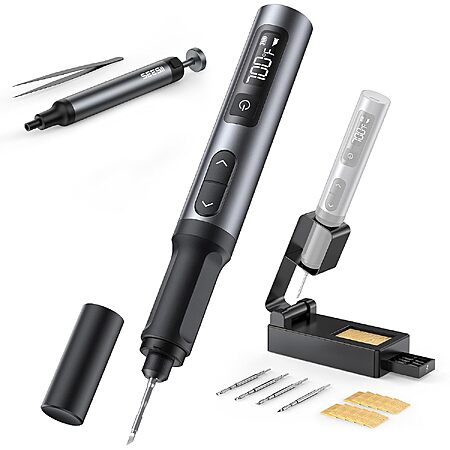 SEESII S01 16W Cordless Soldering Iron Kit w/ Digital Display, 4 Tips & Foldable Stand
