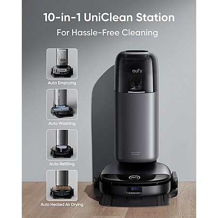 Eufy Omni S1 Floor Washing Robot Vacuum And Mop – All-in-One Station, 8000Pa, AI Obstacle Avoidance, 155 Min Runtime