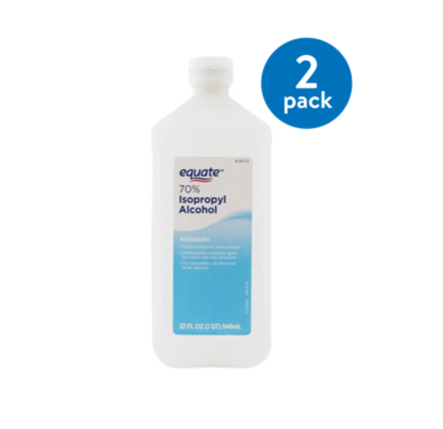(2 Pack) Equate 70% Isopropyl Alcohol, 32 Oz @ Walmart $3.92 BACK IN STOCK