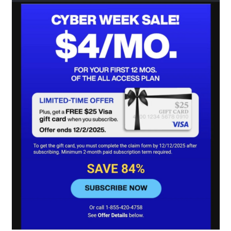 SiriusXM All Access Cyber Week Promo $4/Mo For Your First 12 Mos + $25 ...