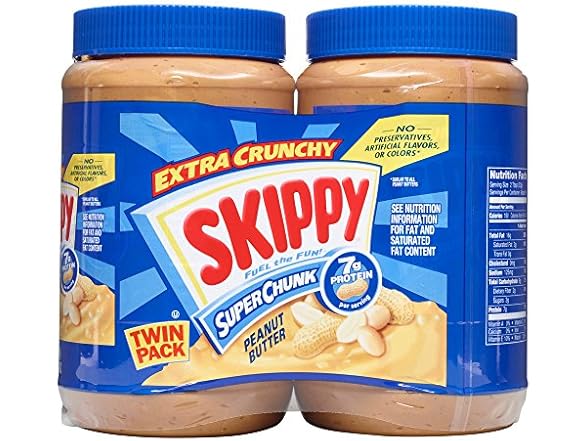 2-Pack 40-Ounce Skippy Extra Crunch Peanut Butter (Super Chunky) $5.59 ...