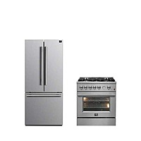 30" Forno Giovanni Gas Range Stainless Steel + 30" Gallipoli French Door Refrigerator with Bottom Freezer $2799 + Free Store Pickup at Home Depot