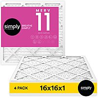 4-Pack Simply Filters 16"x16"x1" Merv 11 Air Filter for AC $9.25 + Free Shipping w/ Prime or on $35+