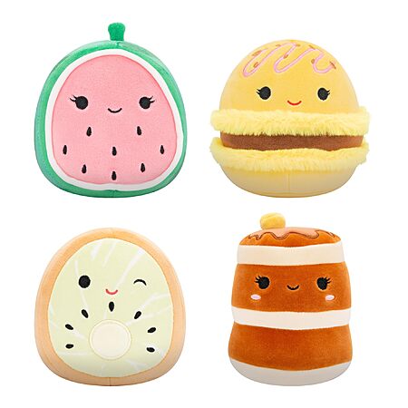 4-pk 5" Squishmallows Original Food Plushes (Kiwi, Pancakes, Lemon Macaron, Watermelon) $4.80