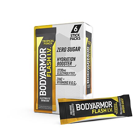 6-Count BODYARMOR Flash IV Electrolyte Packets (Tropical Punch) $4.04 w/ S&S + Free Shipping w/ Prime or on $35+