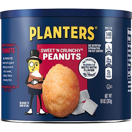 6-Pack 10-Ounce Planters Sweet 'N Crunchy Peanuts $11.15 w/ S&S + Free Shipping w/ Prime or on $35+