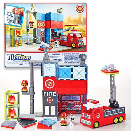 66-Piece Tile Town Fire Station Magnetic Tiles Set $10.30 + Free Shipping w/ Prime or on $35+