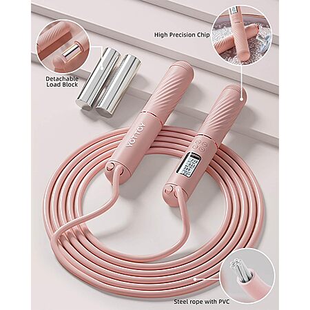 Yottoy Cordless Ball-Weighted Jump Rope w/ LCD Display (Pink) $4.99 + Free Shipping w/ Prime or on $35+