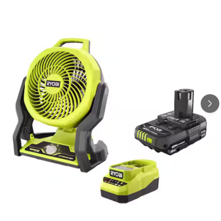 RYOBI ONE+ 18V Cordless Hybrid Whisper Series 7-1/2" Fan w/ 2.0 Ah Battery & Charger $80 + Free S&H