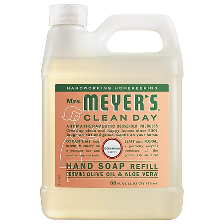 33-Oz Mrs. Meyer's Clean Day Hand Soap Refill (Geranium) $6.09 w/ S&S + Free Shipping w/ Prime or on $35+
