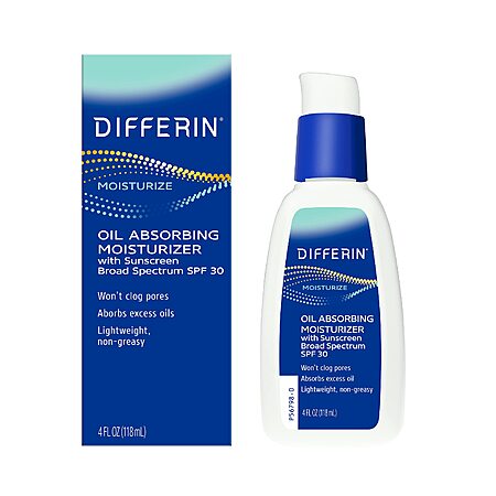 4-Oz Differin Oil Absorbing Moisturizer w/ SPF 30 Sunscreen $5.88 w/ S&S + Free Shipping w/ Prime or on $35+