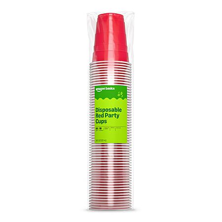 [Prime] 50-Count 18-Oz Amazon Basics Disposable Plastic Party Cups (Red) $3.85 w/ S&S + Free Shipping