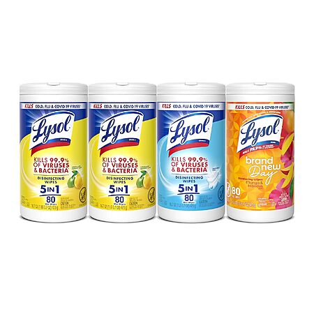 [Prime] 4-Pack 80-Count Lysol Disinfecting Wipes (Lemon Lime + Mango ...