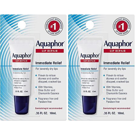 2-Pk 0.35-Oz Aquaphor Lip Repair Ointment Tubes $4.50 w/ S&S