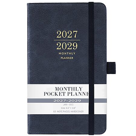 BooQool 2027-2029 3-Year Monthly Pocket Planner (Blue) $6.29 + Free Shipping w/ Prime or on $35+